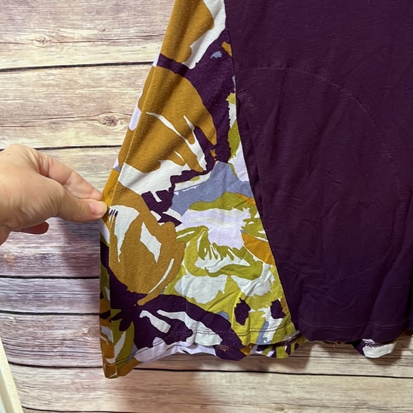 LOGO Lori Goldstein Purple Print Scoop Neck Tunic Size Medium with Pockets A1 - Picture 4 of 6
